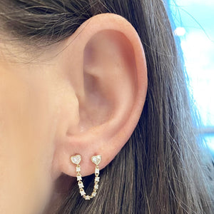 Two Bezel Solitaire Diamond Chain Earring