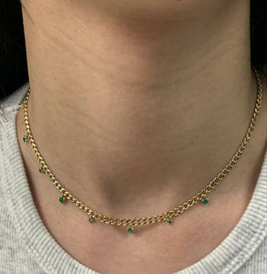 Cuban Dangling Gemstone Necklace