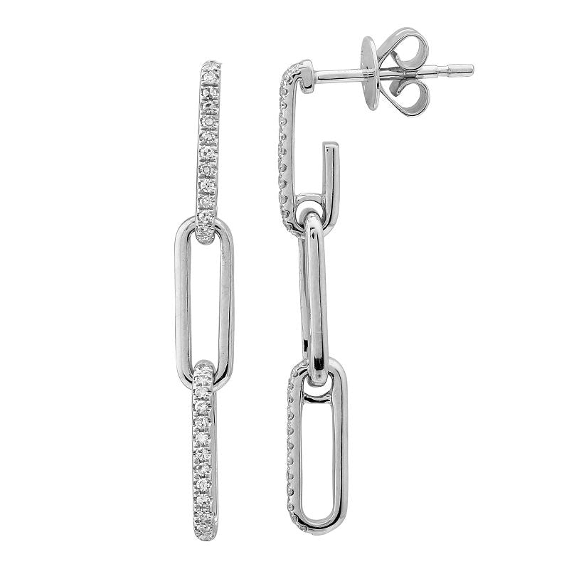 Drop Diamond Paperclip Earrings