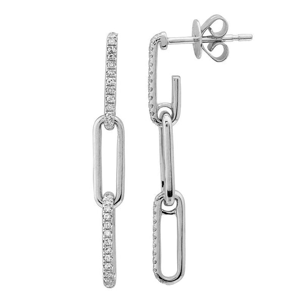 Drop Diamond Paperclip Earrings