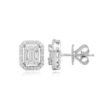 Load image into Gallery viewer, Illusion and Pave Emerald Cut Earrings
