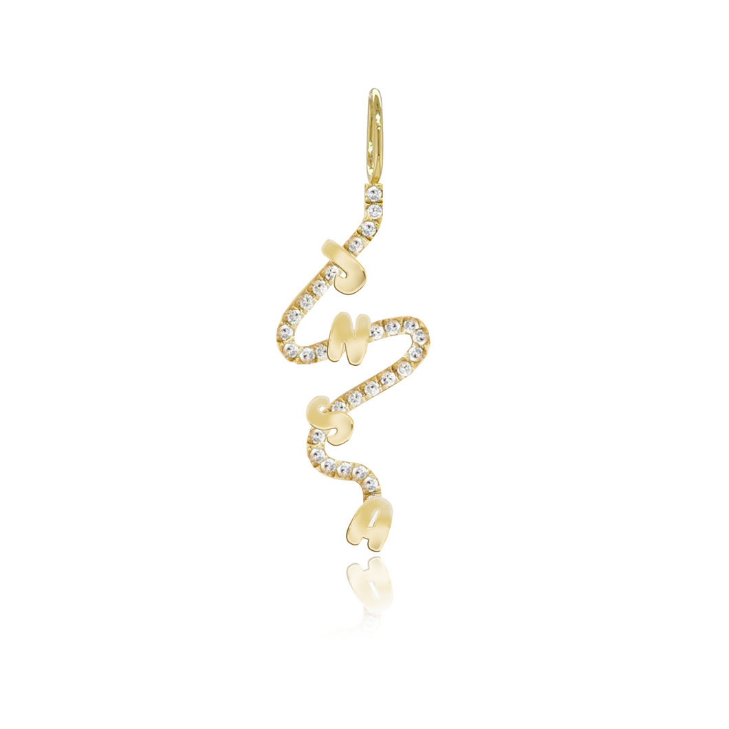 Wiggly Pave Multi Gold Initial Charm