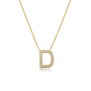 Double Row Pave Initial Necklace