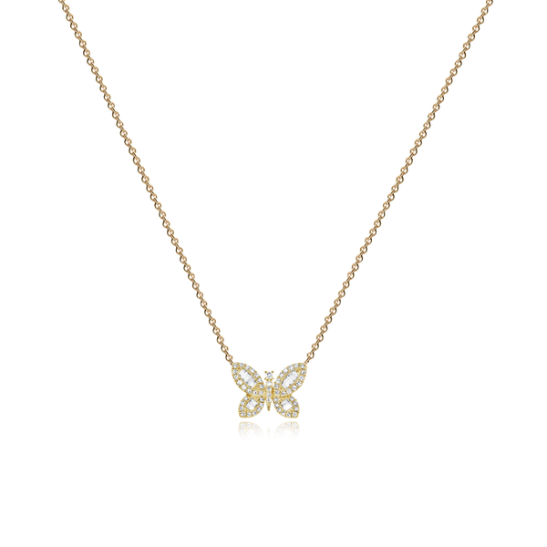 Butterfly Baguette and Pave Necklace