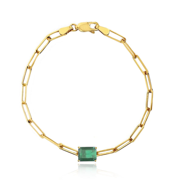Emerald Cut Paperclip Bracelet