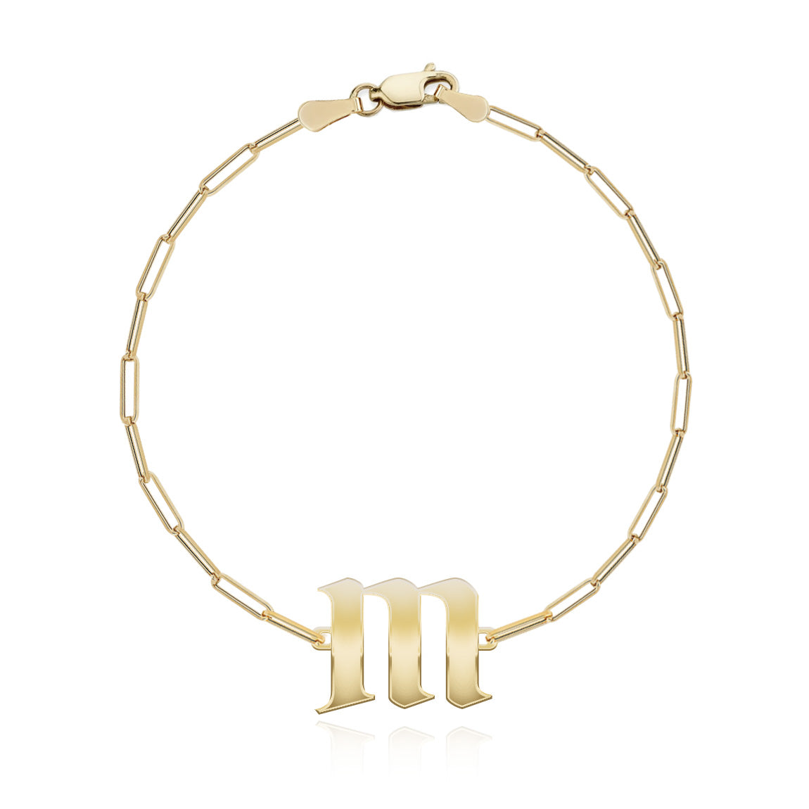 Gothic Initial Bracelet 14K Yellow Gold / K