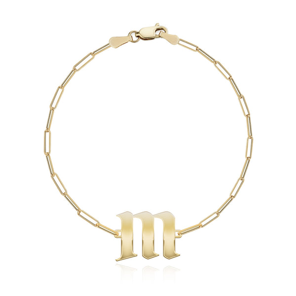 Gothic Initial Paperclip Bracelet