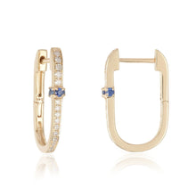 Load image into Gallery viewer, Rectangular Hoops with Blue Sapphire
