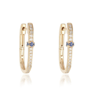 Rectangular Hoops with Blue Sapphire