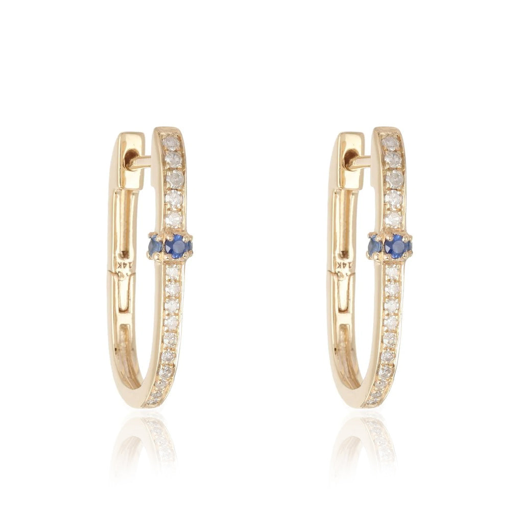 Rectangular Hoops with Blue Sapphire