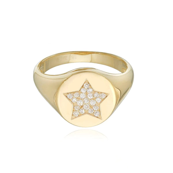 Pave Star Signet Ring