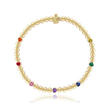 Load image into Gallery viewer, Seven Heart Golden Rainbow Gemstones Bracelet
