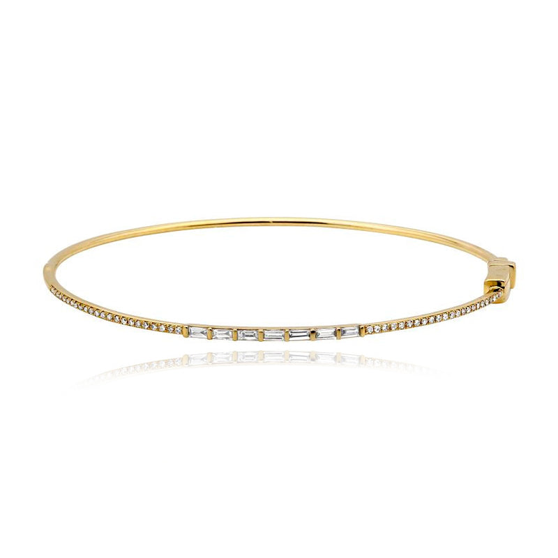 Thin Pave and Baguette Bangle – Alev Jewelry