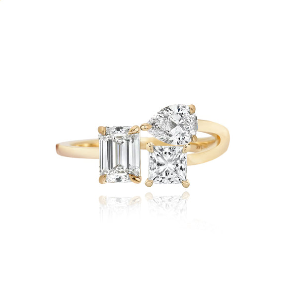 Three Multishape Medium Solitaire Diamond Ring