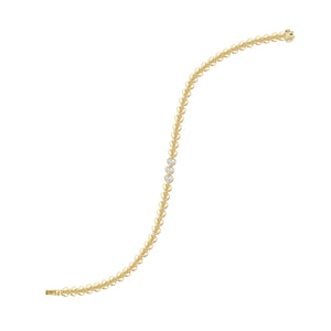 Three Heart Diamond Golden Bracelet