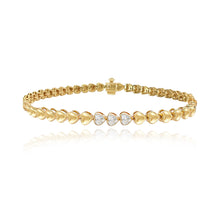 Load image into Gallery viewer, Three Heart Diamond Golden Bracelet
