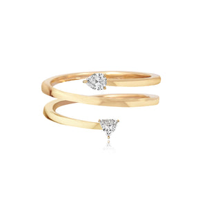 Two Solitaire Diamond Triple Gold Swirl Ring