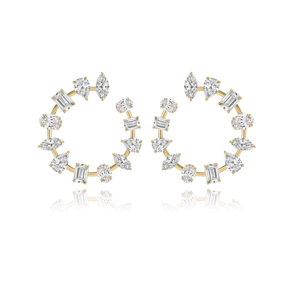 Large Multi Shape Diamond Statement Earrings